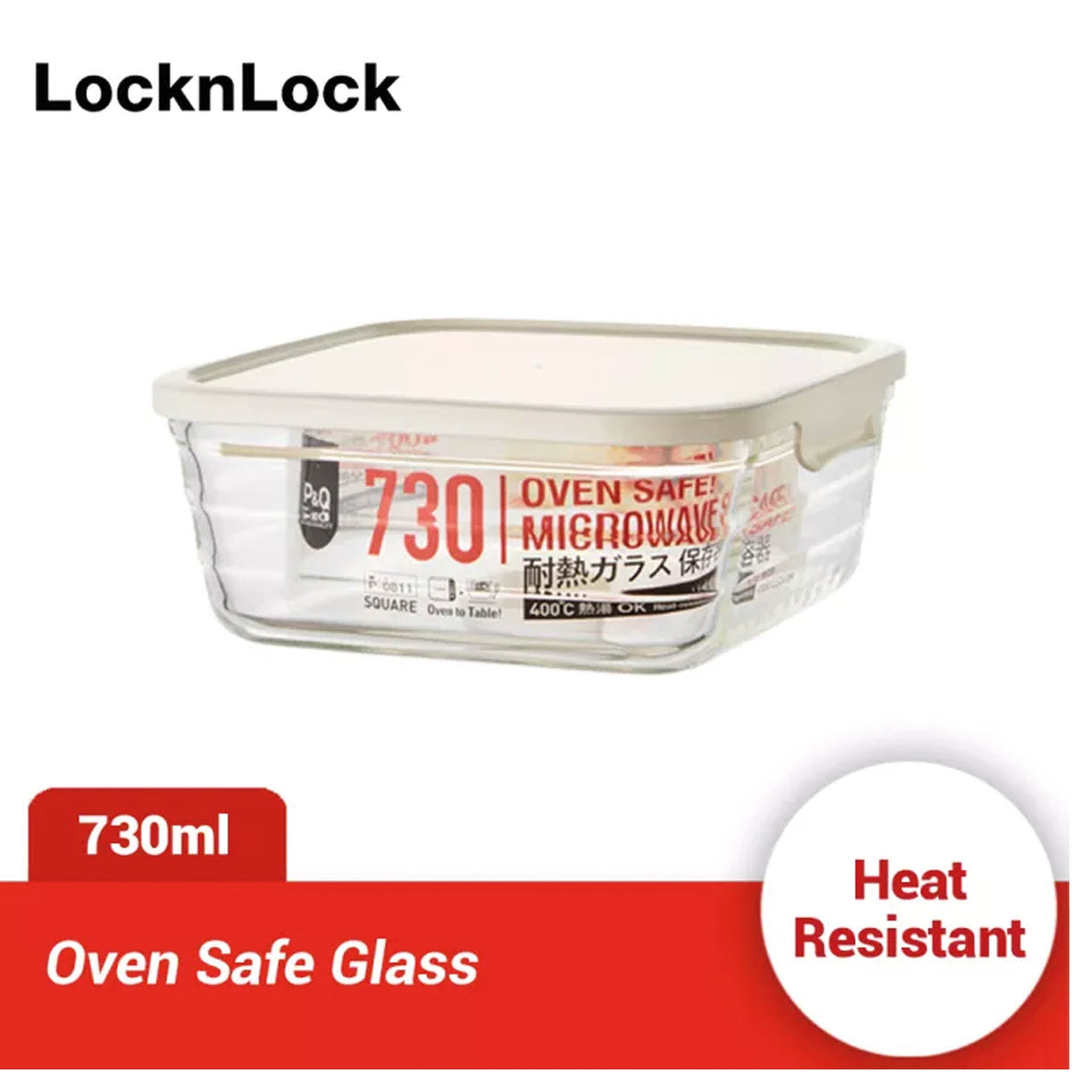 Glass Easy Seal Square 730ml Wht